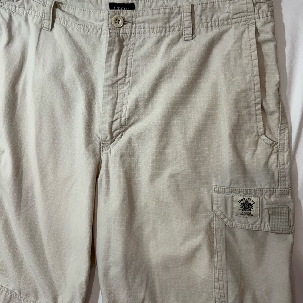 Izod Cargo Shorts Mens 34 Gray Cotton Utility Casual Y2K Outdoor - Picture 4 of 9